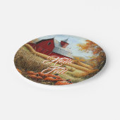 Hallo Herfst Herfst Thanksgiving Plattelandsschuur Papieren Bordje (Gekanteld)