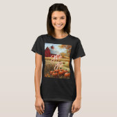 Hallo Herfst Herfst Thanksgiving Plattelandsschuur T-shirt (Voorkant volledig)