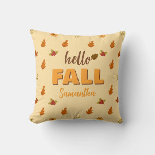 Hallo Herfst Herfstbladeren Bloemen Patroon Aangep Kussen