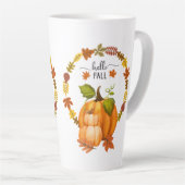 Hallo Herfst Herfstbladeren en pompoenen Keramisch Latte Mok (Rechterhoek)