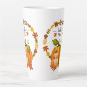 Hallo Herfst Herfstbladeren en pompoenen Keramisch Latte Mok (Voorkant)
