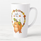 Hallo Herfst Herfstbladeren en pompoenen Keramisch Latte Mok (Rechts)