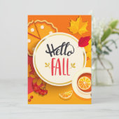 Hallo Herfst herfstbladeren en pompoentaart Kaart (Staand voorkant)