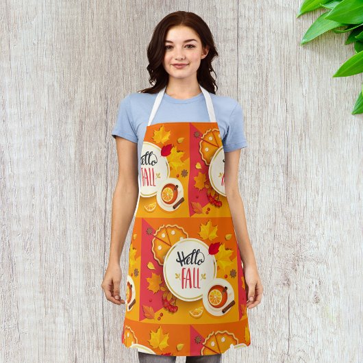 Hallo Herfst herfstbladeren en pompoentaart Schort