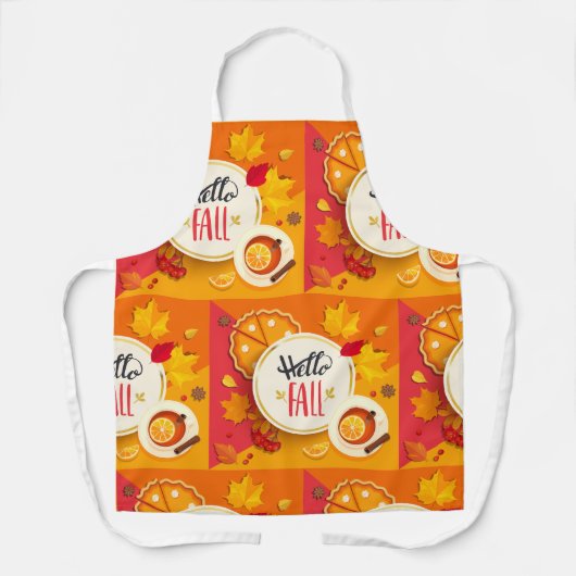 Hallo Herfst herfstbladeren en pompoentaart Schort (Voorkant)