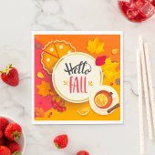 Hallo Herfst herfstbladeren en pompoentaart Servet