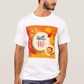 Hallo Herfst herfstbladeren en pompoentaart T-shirt (Voorkant)