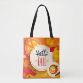 Hallo Herfst herfstbladeren en pompoentaart Tote Bag (Voorkant)