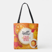 Hallo Herfst herfstbladeren en pompoentaart Tote Bag (Achterkant)