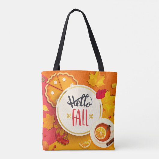 Hallo Herfst herfstbladeren en pompoentaart Tote Bag (Achterkant)