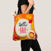 Hallo Herfst herfstbladeren en pompoentaart Tote Bag
