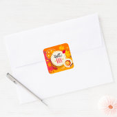 Hallo Herfst herfstbladeren en pompoentaart Vierkante Sticker