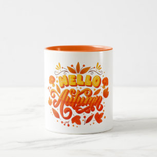 Hallo Herfst Herfstbladeren Koffiemok   Knus Tweek Tweekleurige Koffiemok