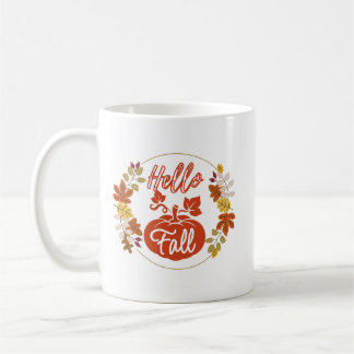 Hallo Herfst Herfstbladeren met pompoen Koffie Mok
