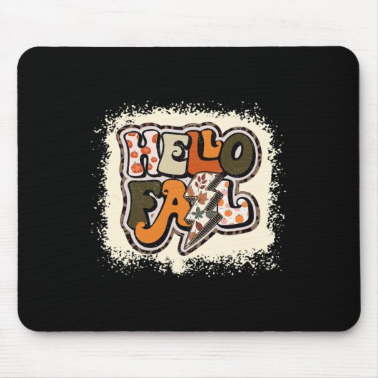 Hallo Herfst Herfstvibes Retro Groovy Muismat (Voorkant)