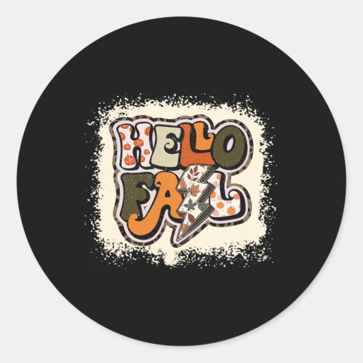 Hallo Herfst Herfstvibes Retro Groovy Ronde Sticker (Voorkant)