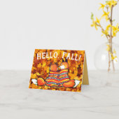 Hallo Herfst herfstvos vrienden geel blad citaat Kaart (Gele Bloem)