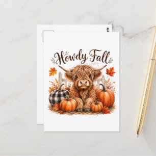 Hallo Herfst Hoogland Koe Gelukkig Thanksgiving He Briefkaart