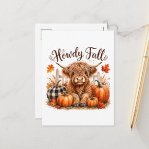 Hallo Herfst Hoogland Koe Gelukkig Thanksgiving He Feestdagenkaart