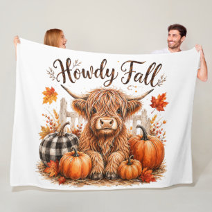 Hallo Herfst Hoogland Koe Gelukkig Thanksgiving He Fleece Deken