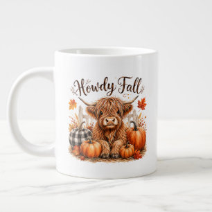 Hallo Herfst Hoogland Koe Gelukkig Thanksgiving He Grote Koffiekop