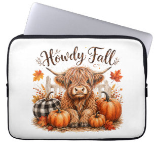 Hallo Herfst Hoogland Koe Gelukkig Thanksgiving He Laptop Sleeve