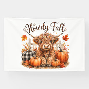 Hallo Herfst Hoogland Koe Gelukkig Thanksgiving He Spandoek