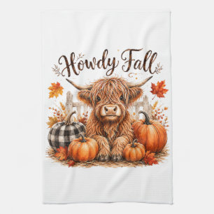 Hallo Herfst Hoogland Koe Gelukkig Thanksgiving He Theedoek