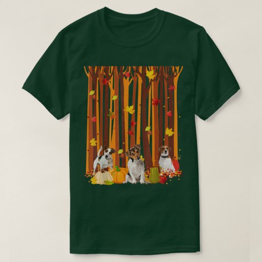hallo herfst Jack Russell Maple Leaf Herfst Pumpki T-shirt (Design voorkant)