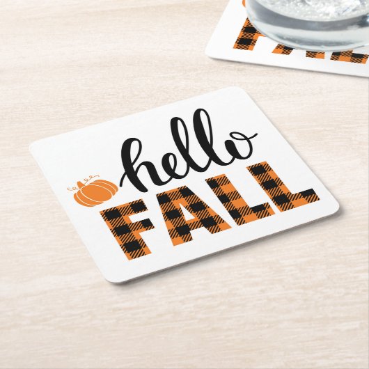 hallo Herfst Kartonnen Onderzetters (Schuin)