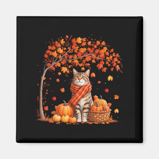 Hallo Herfst Kat Herfstblad Kittenliefhebber Dankz Magneet (Voorkant)