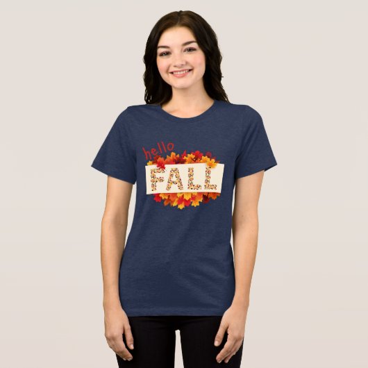 Hallo Herfst Kleurrijke Herfst Bladeren Graphic Vr Tri-Blend Shirt (Voorkant volledig)
