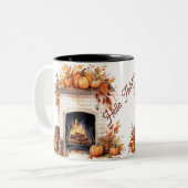 Hallo Herfst Koffie Mok, Herfst mok,  herfst Tweekleurige Koffiemok (Voorkant links)