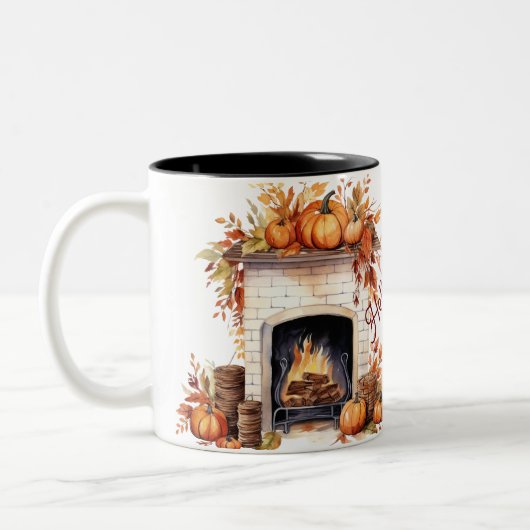 Hallo Herfst Koffie Mok, Herfst mok,  herfst Tweekleurige Koffiemok (Links)