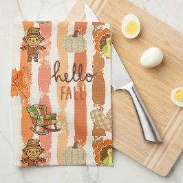 Hallo Herfst Landelijke Patchwork Oranje Bladeren Theedoek