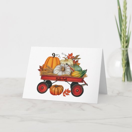 Hallo Herfst Landelijke Wagen met Pompoenen Kaart (Voorkant)
