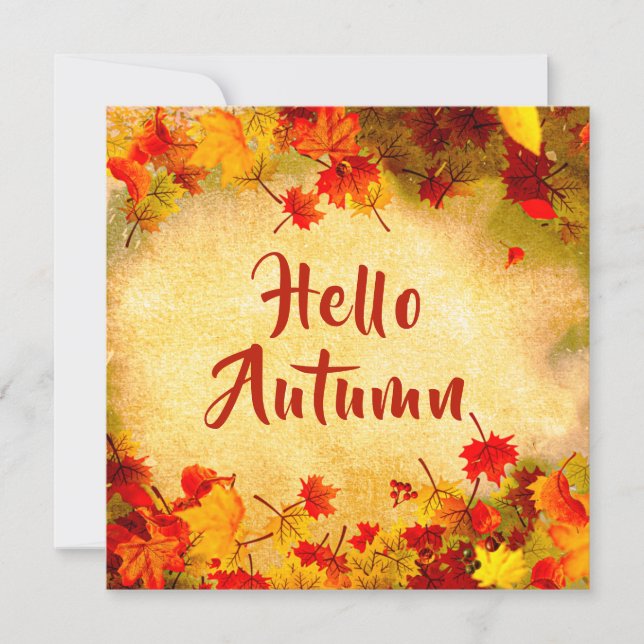 hallo herfst leest op oude papieren achtergrond (Voorkant)
