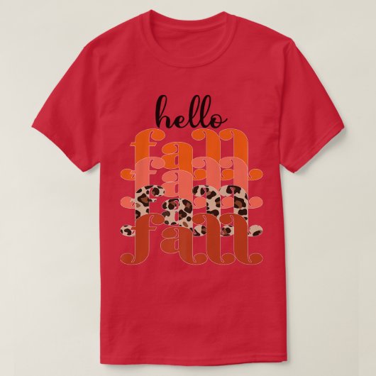 hallo Herfst Leopard Retro Herfst Autumn Pumpkin V T-shirt (Design voorkant)
