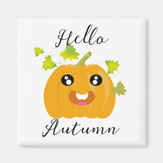 Hallo Herfst - Leuke Halloween Pompoen Magneet (Voorkant)