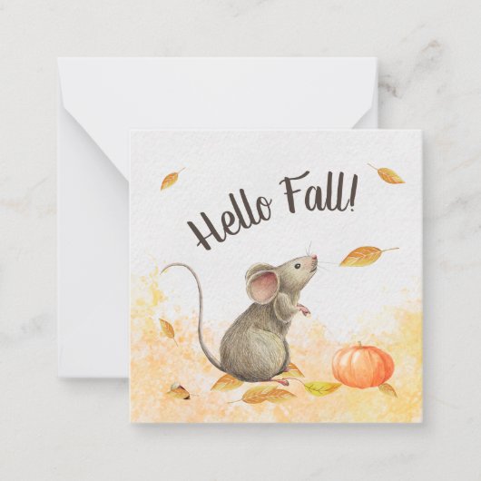 Hallo Herfst Leuke Muis Pop Door Notitiekaartje (Voorkant)