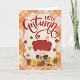hallo herfst - Little Girl Herfst Season Kaart