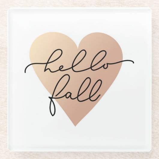 Hallo Herfst Love Heart Glazen Onderzetter (Voorkant)