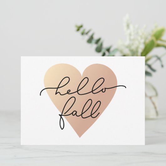 Hallo Herfst Love Heart Kaart (Staand voorkant)