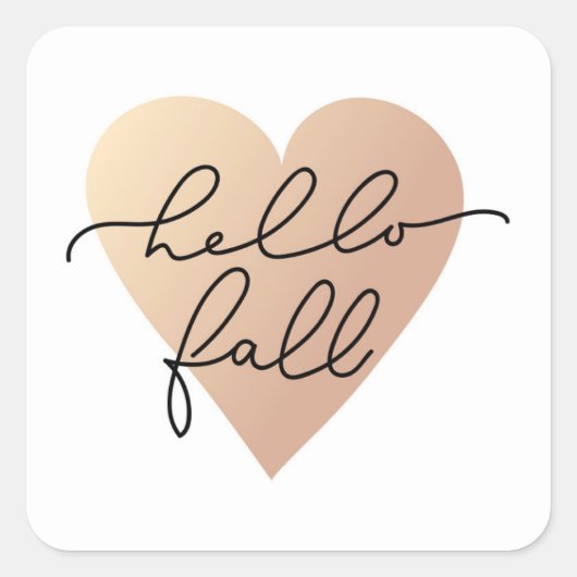 Hallo Herfst Love Heart Vierkante Sticker (Voorkant)