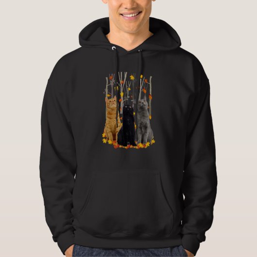 hallo herfst Maple Cats Leaf Herfst Heart Cat Hoodie (Voorkant)