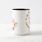 Hallo Herfst met bladontwerp Tweekleurige Koffiemok (Center)
