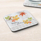 Hallo Herfst met vogel- en herfstbladeren Bier Onderzetter (Linkerzijde)