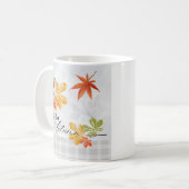 Hallo Herfst met vogel- en herfstbladeren Koffiemok (Voorkant links)