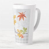 Hallo Herfst met vogel- en herfstbladeren Latte Mok (Rechterhoek)