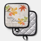 Hallo Herfst met vogel- en herfstbladeren Pannenlap (Voorkant / Achterkant)